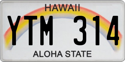 HI license plate YTM314