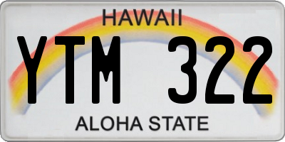HI license plate YTM322