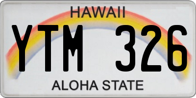 HI license plate YTM326
