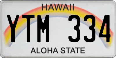 HI license plate YTM334