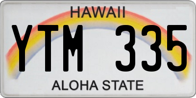 HI license plate YTM335