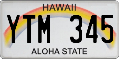 HI license plate YTM345