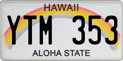 HI license plate YTM353