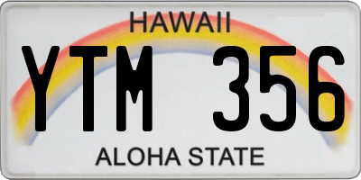 HI license plate YTM356