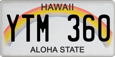 HI license plate YTM360