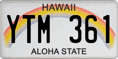 HI license plate YTM361