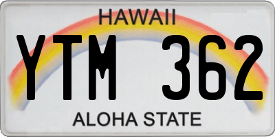 HI license plate YTM362