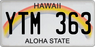 HI license plate YTM363