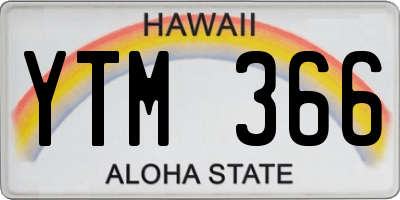HI license plate YTM366