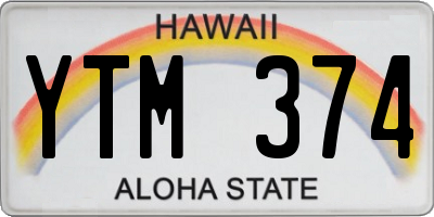 HI license plate YTM374