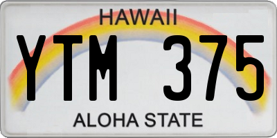 HI license plate YTM375