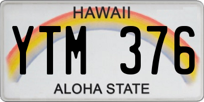 HI license plate YTM376