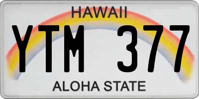 HI license plate YTM377