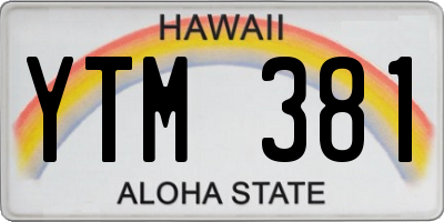 HI license plate YTM381