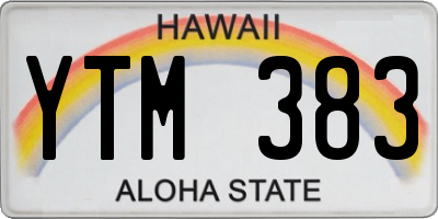 HI license plate YTM383