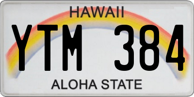 HI license plate YTM384