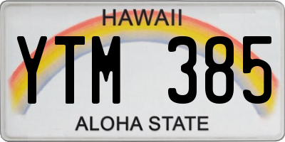 HI license plate YTM385
