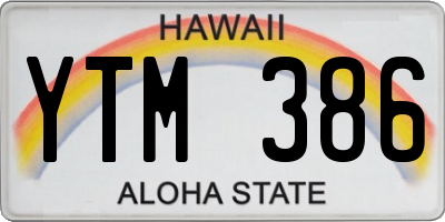 HI license plate YTM386