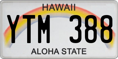 HI license plate YTM388