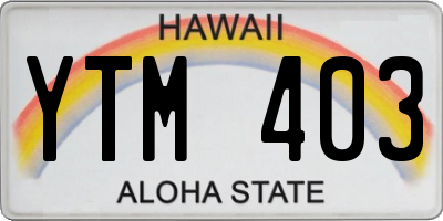 HI license plate YTM403