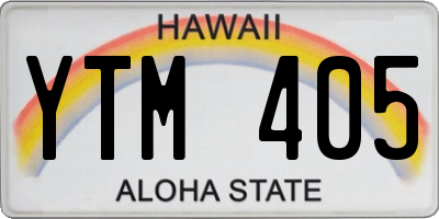 HI license plate YTM405