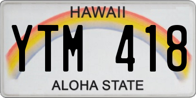 HI license plate YTM418