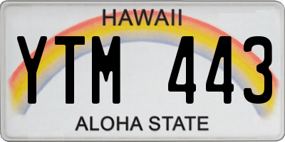 HI license plate YTM443