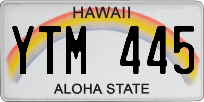 HI license plate YTM445