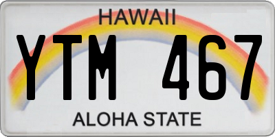 HI license plate YTM467