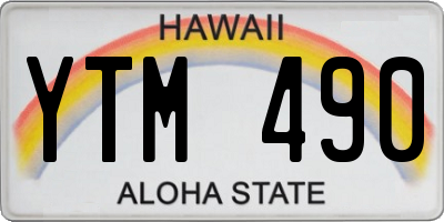 HI license plate YTM490