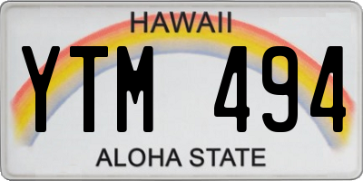 HI license plate YTM494