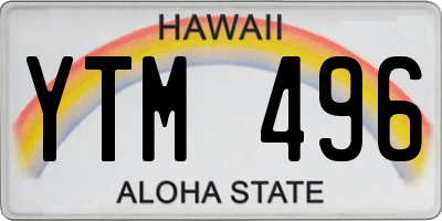 HI license plate YTM496