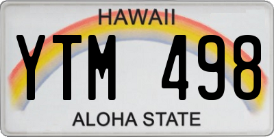 HI license plate YTM498