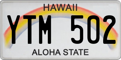 HI license plate YTM502