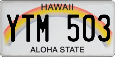 HI license plate YTM503