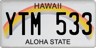 HI license plate YTM533