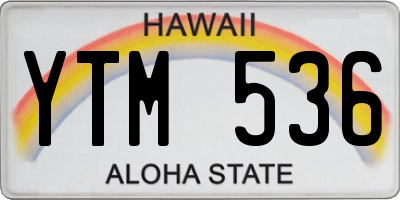 HI license plate YTM536