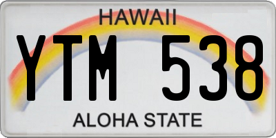 HI license plate YTM538