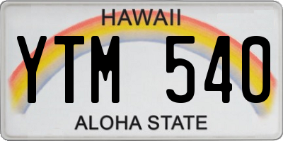 HI license plate YTM540