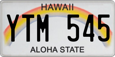 HI license plate YTM545