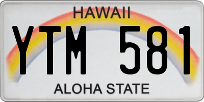 HI license plate YTM581