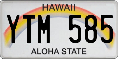 HI license plate YTM585