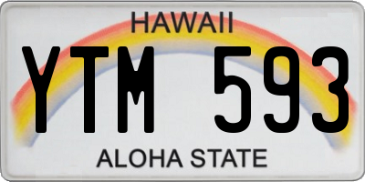 HI license plate YTM593