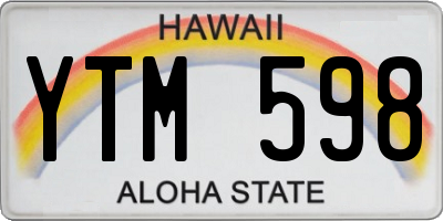HI license plate YTM598