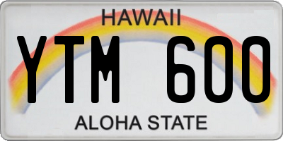 HI license plate YTM600