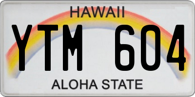 HI license plate YTM604