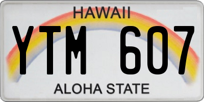 HI license plate YTM607