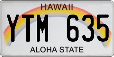 HI license plate YTM635