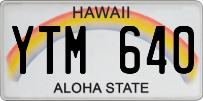 HI license plate YTM640