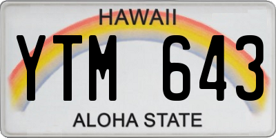 HI license plate YTM643